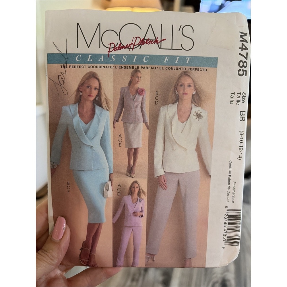 McCalls 4785 Lined Jacket Top Pants Skirt Pattern Sizes 8-14 Uncut M4785